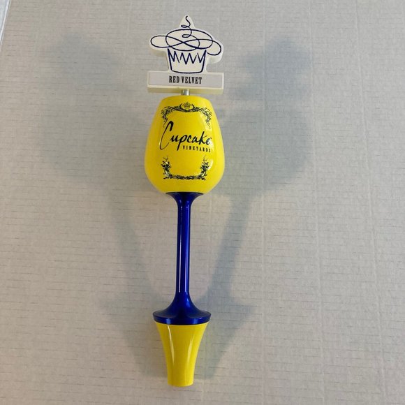 Cupcake Vineyards Wine Glass Tap Handle Yellow Red Velvet Cake Beer Keg She Shed - Picture 1 of 11